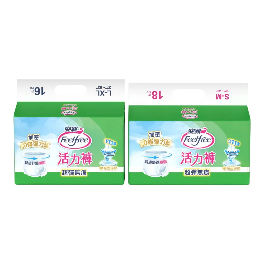 moPro會員專屬【安親】★momo獨家★超彈無痕活力褲 S-XL號 成人紙尿褲(S-M18片x4包/L-XL16片x4包 箱購)