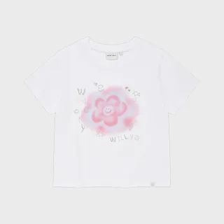 【Wacky WiLLY】官方旗艦館 女款模糊LILY短袖上衣(WMS短版上衣 白色)