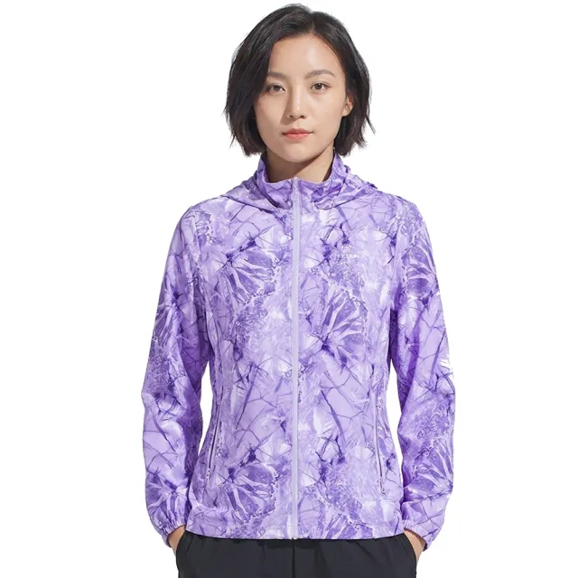 【TECTOP 探拓戶外】女款印花連帽彈力防曬外套AEB620038(拉鍊口袋 彈力舒適 連帽遮陽 防曬抗UV)