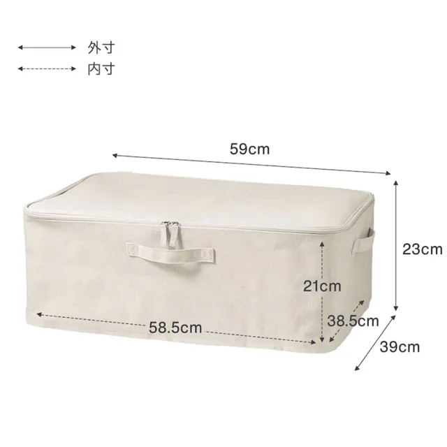 【MUJI 無印良品】聚酯纖維麻收納箱/衣物箱/附蓋/大(約寬59×深39×高23 cm)