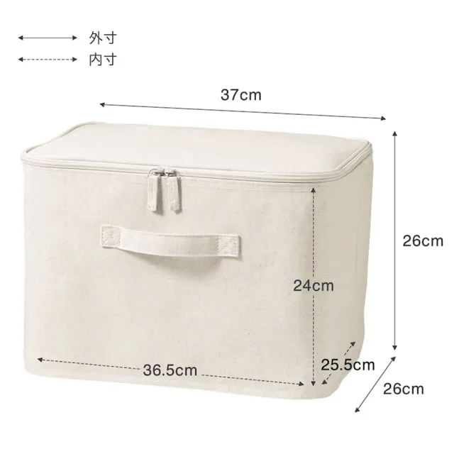 【MUJI 無印良品】聚酯纖維麻收納箱/長方形/中/附蓋(約寬37×深26×高26 cm)