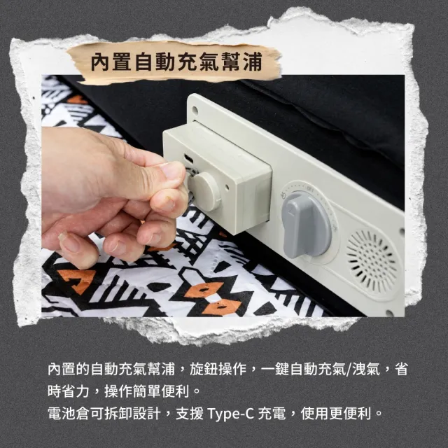 【NUIT 努特】巢好睡 雙人電動充氣TPU床墊 內建電動幫浦 USB充電 露營充氣床墊 超彈海綿 沖孔海綿 (NTB106)
