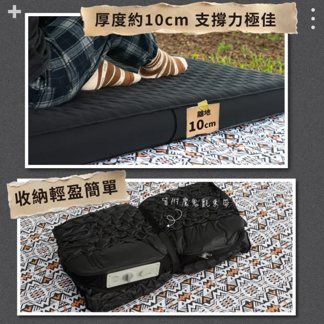 【NUIT 努特】巢好睡 雙人電動充氣TPU床墊 內建電動幫浦 USB充電 露營充氣床墊 超彈海綿 沖孔海綿 (NTB106)