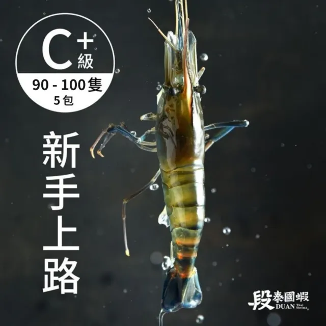 【段泰國蝦】屏東鮮凍泰國蝦 普拉斯大蝦 C+級入門款600gx5包(約95-100隻 中等尺寸適合各種料理)