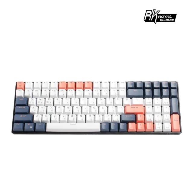 【RK ROYAL KLUDGE】RK100 藍莓PBT黑色冰藍光 三模無線機械鍵盤(熱插拔/HUB/PBT/紅軸/中文注音/辦公鍵盤)
