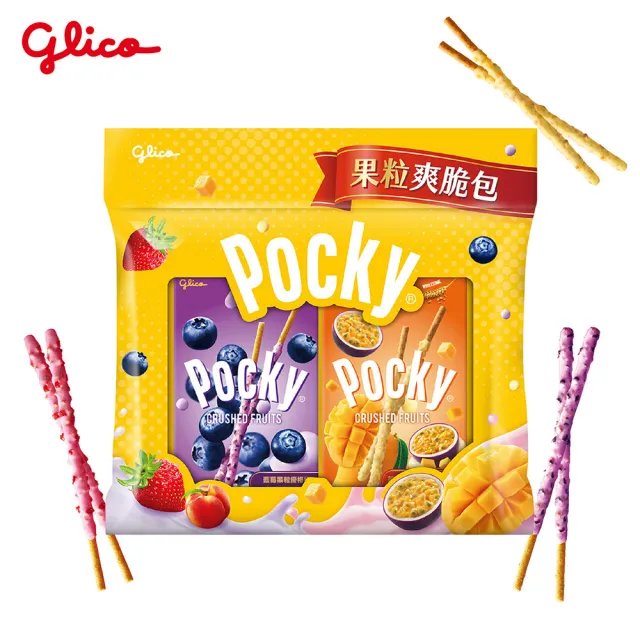 【Glico 格力高】官方直營 Pocky百奇 果粒爽脆包 (餅乾/零食)