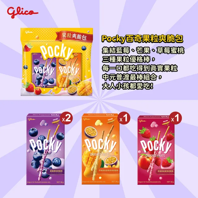 【Glico 格力高】官方直營 Pocky百奇 果粒爽脆包 (餅乾/零食)
