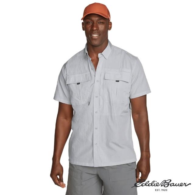 【Eddie Bauer】男性短袖涼感襯衫 淺灰 11638625