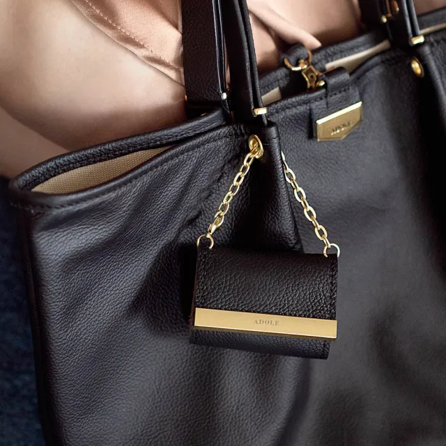 【adole】Unfold Tote 真皮尼龍折疊包/黑色