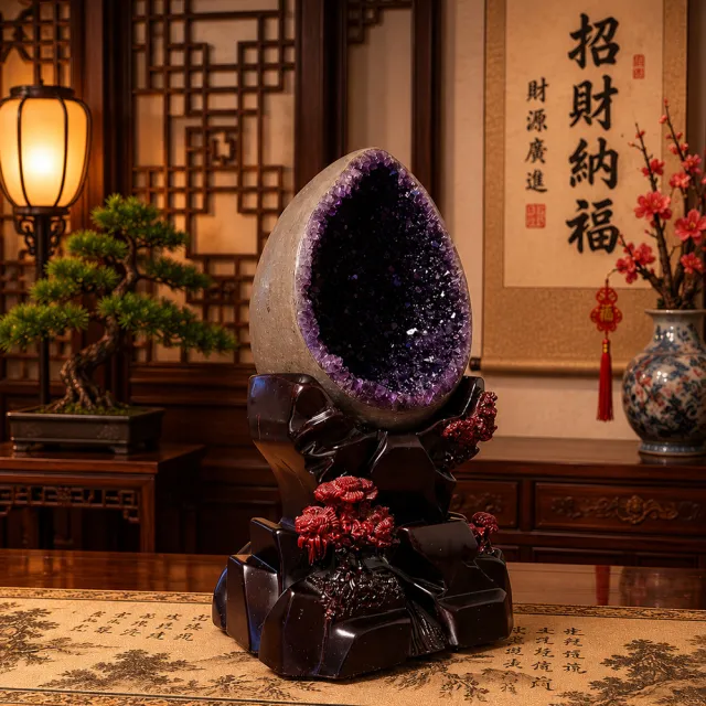 【桃花源創意工坊】烏拉圭紫水晶恐龍蛋擺件