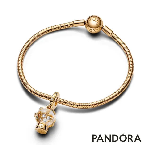 【Pandora 潘多拉】燦金愛心水晶球吊飾