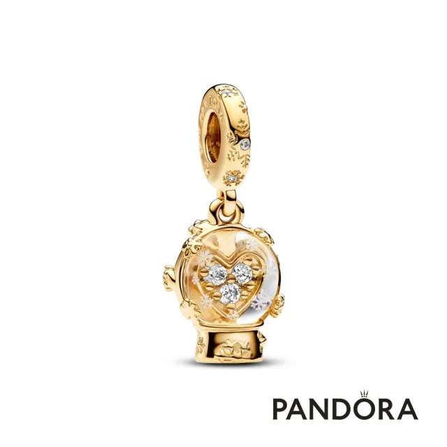 【Pandora 潘多拉】燦金愛心水晶球吊飾