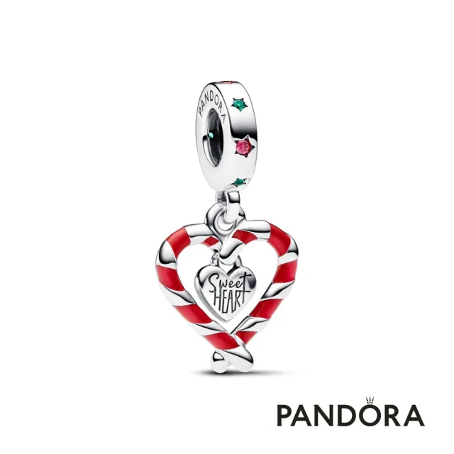 【Pandora 潘多拉】甜心拐杖糖聖誕吊飾