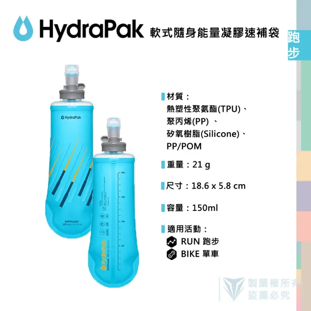 【HydraPak】SoftFlask™ 250ml 軟式隨身能量速補袋 - 2入組(自行車/運動/電解質液/能量品/營養品補給袋)