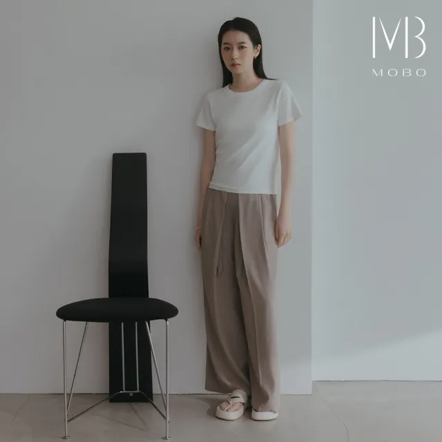 【MO-BO】俐落垂墜大褶寬褲