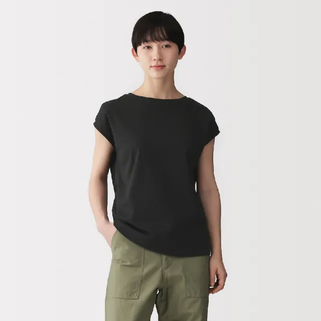【MUJI 無印良品】女天竺法式袖T恤(白色/淺灰/墨灰/黑色/淺粉/煙燻綠/暗藍/粉紫)