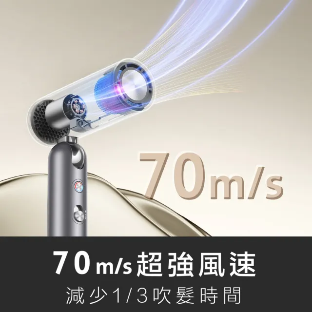 【Dreame 追覓科技】Pocket 魔術折疊高速吹風機｜低壓版110V 鈦金色(180度折疊/300g超輕量)