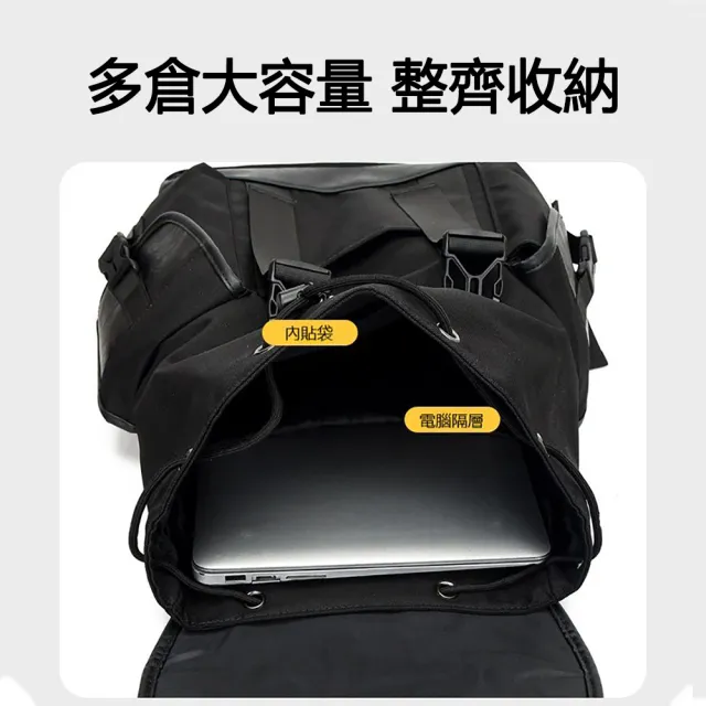 【The rare】雙11 復古翻蓋雙肩包 15吋大容量後背包 旅行背包(古著戶外風/帆布配皮/潮流街頭/男 