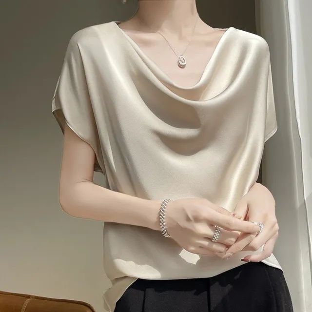 【巴黎精品】現貨限搶 頂級法式絲質上衣名媛絲綢背心(簡約女素色T恤5色a1ep4)