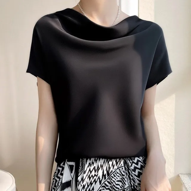 【巴黎精品】現貨限搶 頂級法式絲質上衣名媛絲綢背心(簡約女素色T恤5色a1ep4)