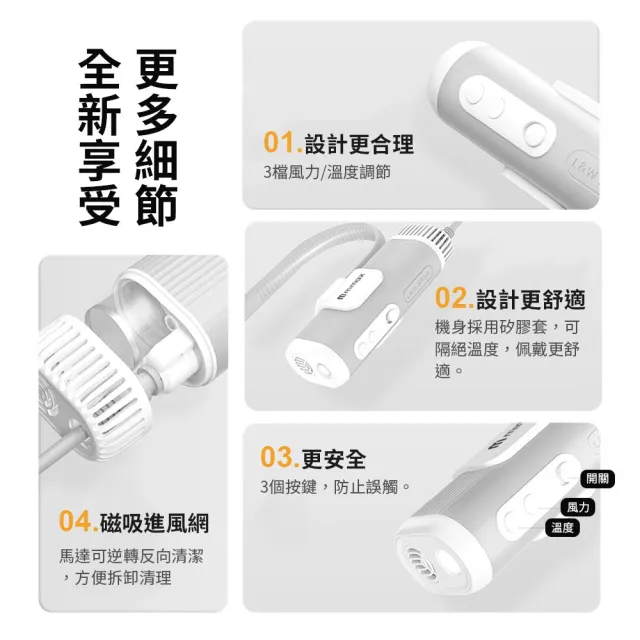 【mimax 米覓】掛脖吹水機 寵物吹水機 寵物吹風機(僅265g 3億負離子 寵物烘乾 手持 支架 掛脖 多用)