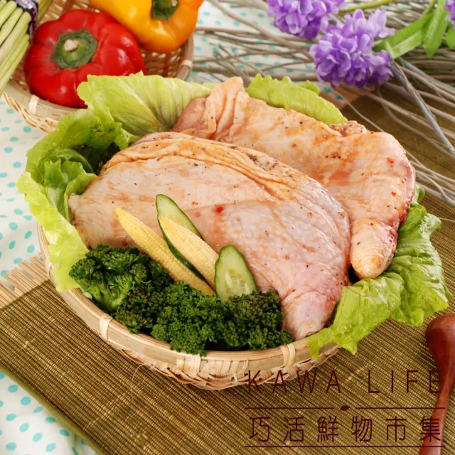 【KAWA巧活】鮮嫩雞腿排綜合組A(泰式咖哩2包+特製椒麻2包+日式山賊燒2包)