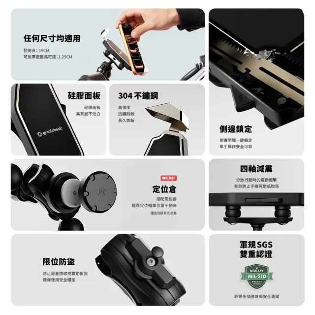【grantclassic】二勢力 Dualfind Air 機車手機支架 標準版（官方直營 一年保固）