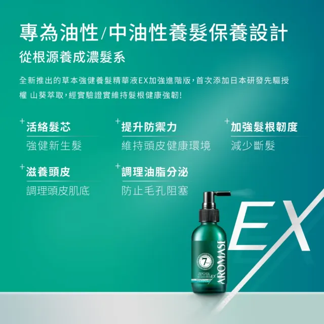 【Aromase 艾瑪絲】28日髮根強化計畫-進階版草本強健養髮精華液EX-涼感 115ml(髮密度養成/提升豐厚感)