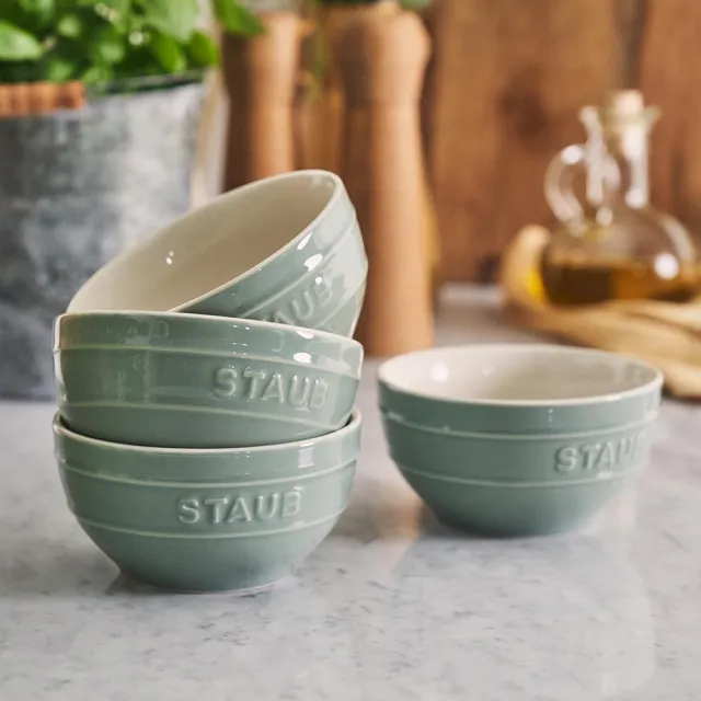 【STAUB】圓形陶瓷餐碗12cm-莫蘭迪綠(德國雙人牌集團官方直營)
