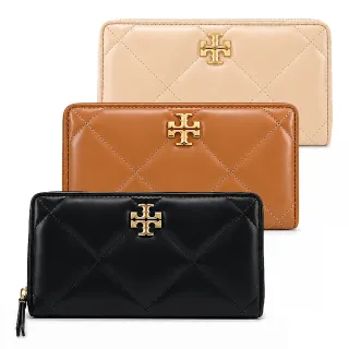 【TORY BURCH】KIRA 納帕皮革菱格紋拉鍊長夾(多色選)