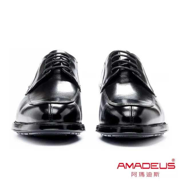 【AMADEUS 阿瑪迪斯】超輕量3E寬楦休閒男皮鞋23406-5 黑色(男皮鞋)