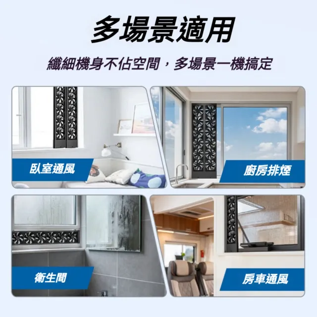 YIZ藝匠 排風扇 免安裝排氣扇 廚房衛生間換氣 (強力大排量 低功耗 防水防潮 可水洗 適配多窗高)