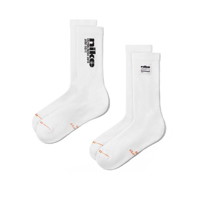 【NIKE 耐吉】U Nk Ed Elvd Crw 2P Mgfx 長襪 兩入 白色 運動 休閒 中筒襪 IH8525-901