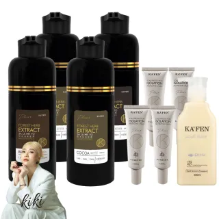【KAFEN 卡氛】4入組 何首烏染髮膏400ml Plus+升級版 (隔離霜護髮大禮包 限量贈)蓋白髮 溫和染髮