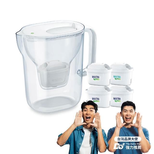 【BRITA】官方直營 純淨濾水壺XL+MXPRO去水垢3入濾芯(共1壺4芯)