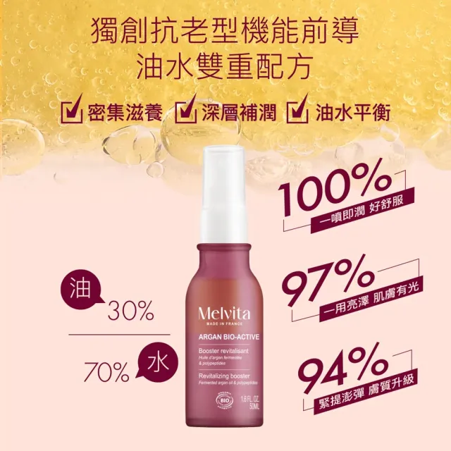 【Melvita 蜜葳特】摩洛哥堅果活酵緊提雙效露(50ml#抗老#緊緻#前導)