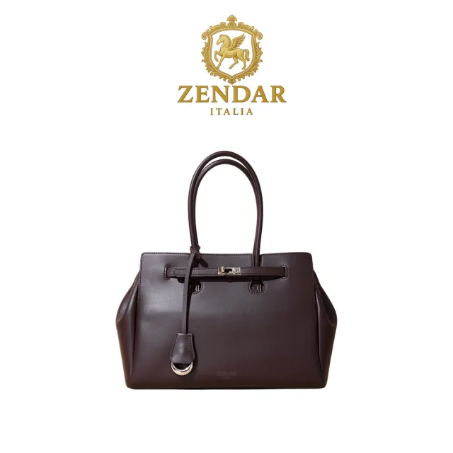 【ZENDAR】台灣總代理 限量1折 頂級小牛皮手提包肩背包 葛蕾絲系列 全新專櫃展示品(酒紅色)