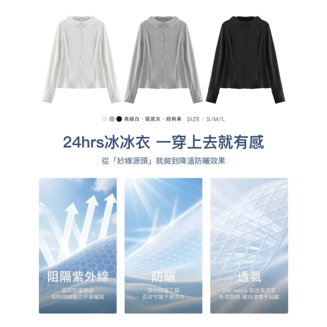 【24HRS】2件組 - 爆曬不黑款 對抗光老化24HRS一秒冰冰衣(防曬外套 防曬衣 涼感 避暑)
