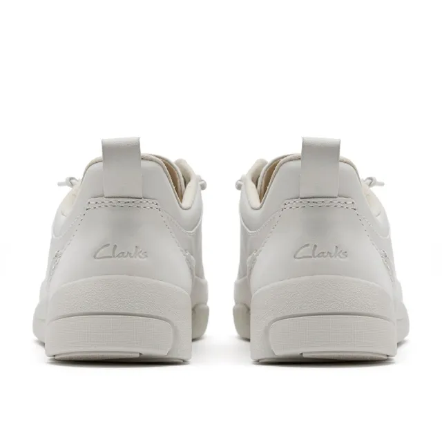 【Clarks】女鞋 三瓣鞋2.0 PLUS-Trigenic2 Easy.真皮輕盈鬆緊鞋帶休閒鞋 運動鞋 健走鞋(白色)(CLF87360C)