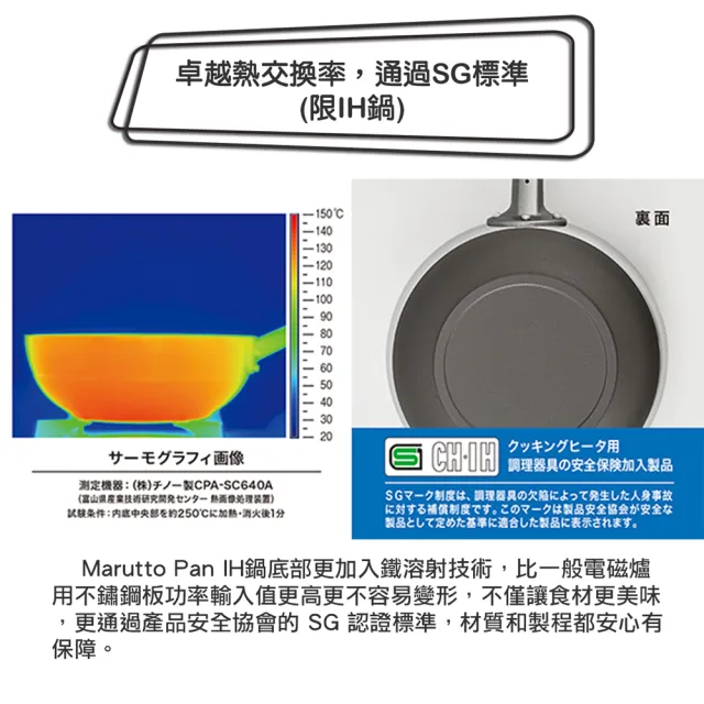 【hokua 北陸鍋具】日本製Marutto Pan圓圓鍋GAS款24cm(含金屬立式鍋蓋)