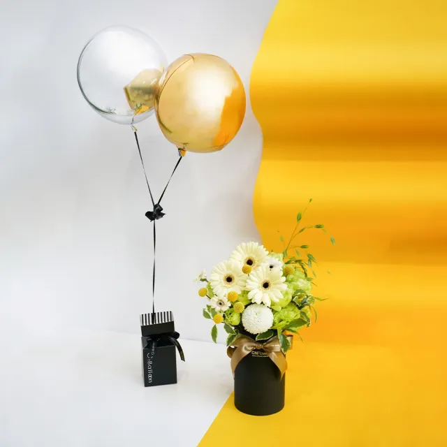 【CNFlower 西恩】O! Balloon聯名款 青春飛揚-氣球花禮 黃色系(鮮花/驚喜/祝福)