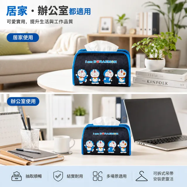 【Doraemon 哆啦A夢】牛仔布 兩用面紙盒護套(台灣製)