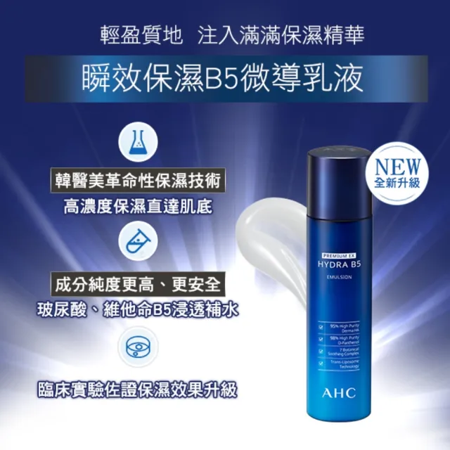 【AHC】買一送一★瞬效保濕B5微導乳液140ml(B5/玻尿酸/保濕/舒緩泛紅)