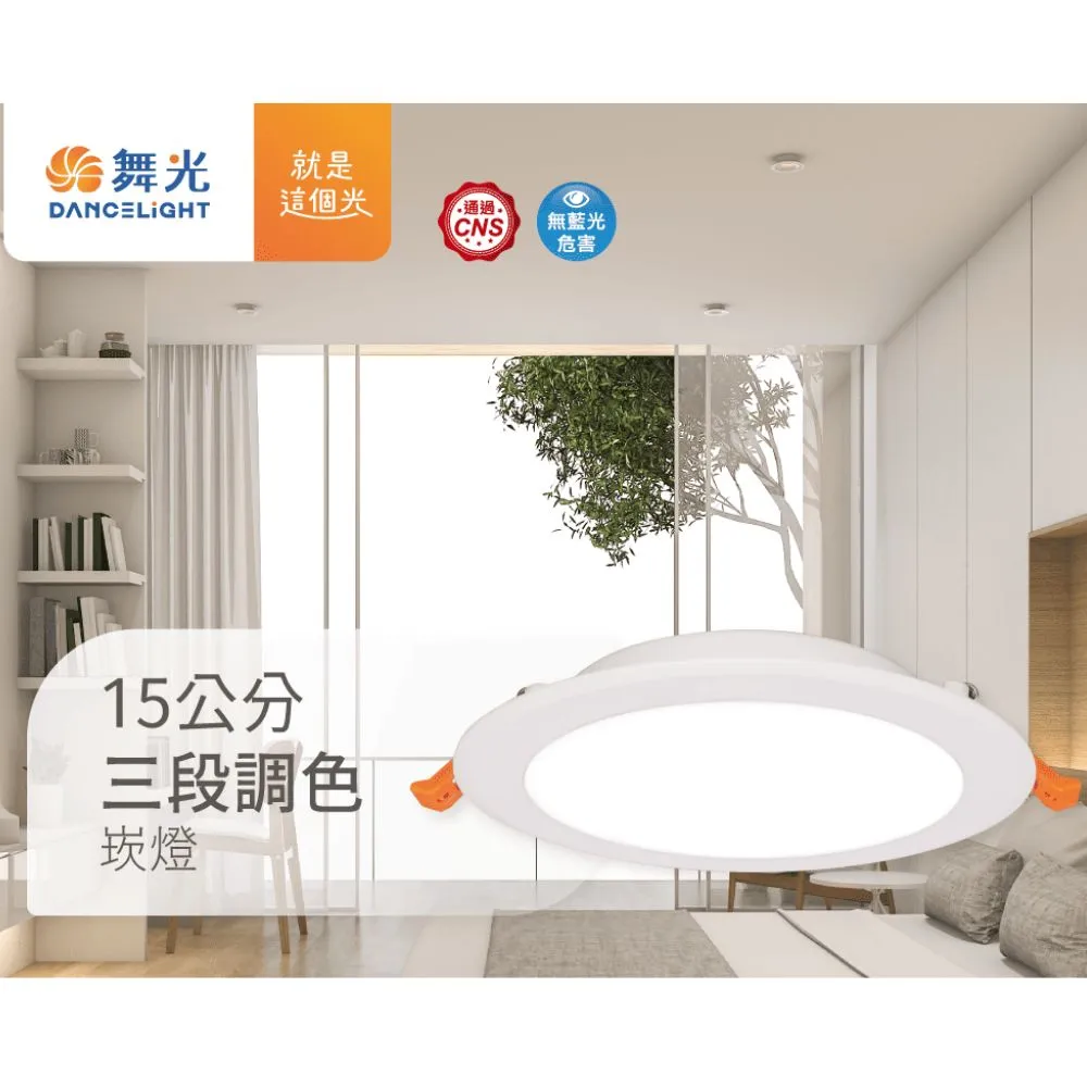 【DanceLight 舞光】2入 LED調色崁燈 15公分16W 三段壁切調色崁燈 全電壓(壁切三色切換 一燈抵三燈)