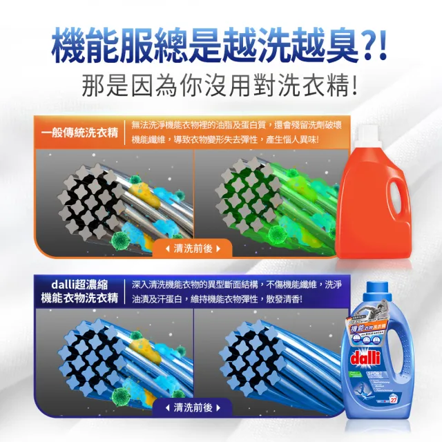 【Dalli德國達麗】機能衣物超濃縮酵素洗衣精1.1L(除臭除菌/去除汗臭/護纖/運動衣)