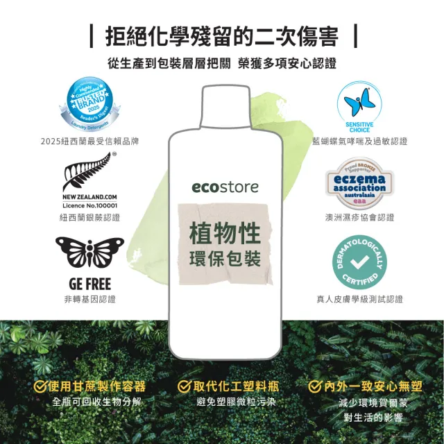 【ecostore 宜可誠】618限定-無香精抗菌舒敏超濃縮洗衣精1Lx2入(寶寶洗衣精/無色素/無螢光劑/濕疹協會認證)