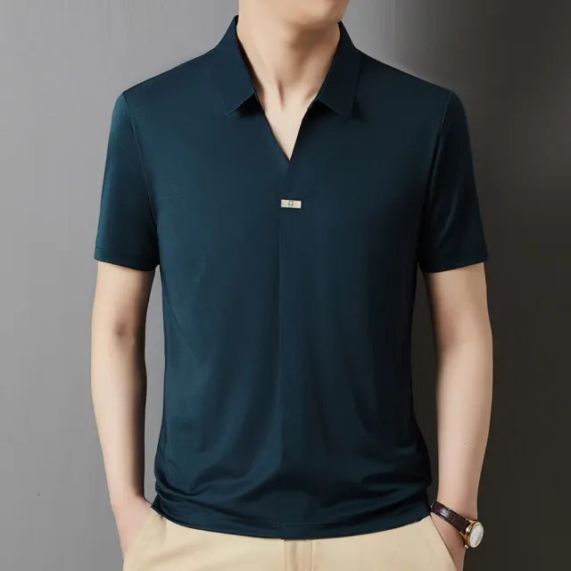【巴黎精品】現貨+預購 男POLO衫夏季短袖上衣高爾夫球衫剪刀領(清涼抗皺商務休閒T恤薄款男襯衫b1a65)