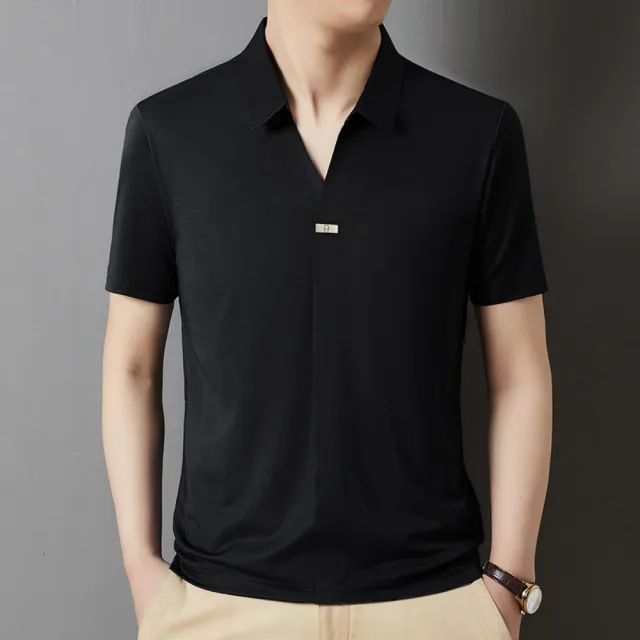 【巴黎精品】現貨+預購 男POLO衫夏季短袖上衣高爾夫球衫剪刀領(清涼抗皺商務休閒T恤薄款男襯衫b1a65)