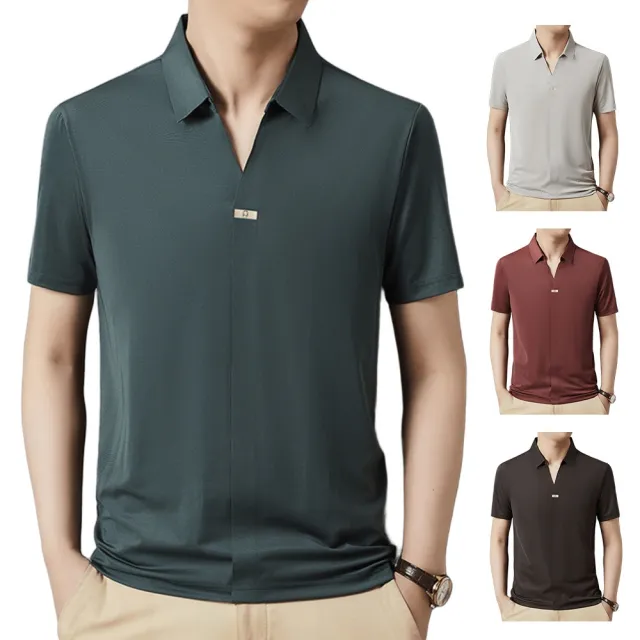 【巴黎精品】現貨+預購 男POLO衫夏季短袖上衣高爾夫球衫剪刀領(清涼抗皺商務休閒T恤薄款男襯衫b1a65)