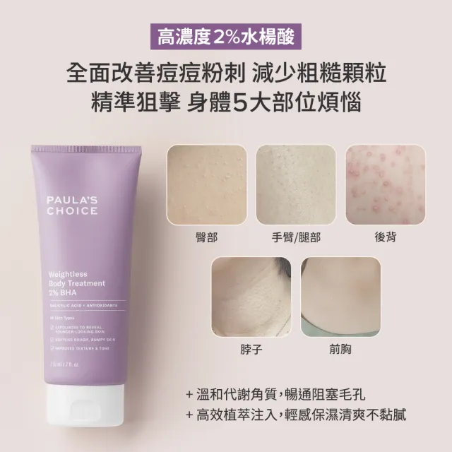 【Paulas Choice 寶拉珍選】2%水楊酸經典特惠組(2%水楊酸身體乳210ml+2%水楊酸精華液30ml/Paulas Choice)